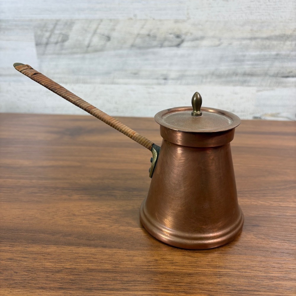 Vintage Christian Wagner 1950s Copper Mocha Pot W/Brass Handle Germany #2 6fl Oz